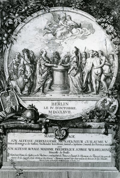 El matrimonio de la princesa Federica de Prusia con Guillermo V, príncipe de Orange, 1767 de Daniel Nikolaus Chodowiecki